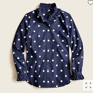 J.Crew Classic Fit Ruffle Neck Button Down Shirt